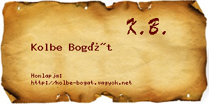 Kolbe Bogát névjegykártya